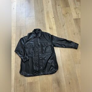 Zara black leather shacket